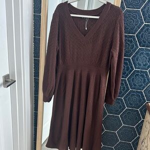 Elegant Brown Knit Dress